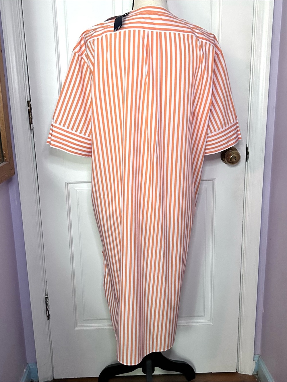 Polo Ralph Lauren Sample Orange Stripe Women’s Large Tunic Shirtdress Cotton - Picture 3 of 11
